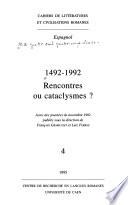 libro 1492 1992 : Rencontres Ou Cataclysmes