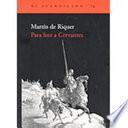 libro Para Leer A Cervantes